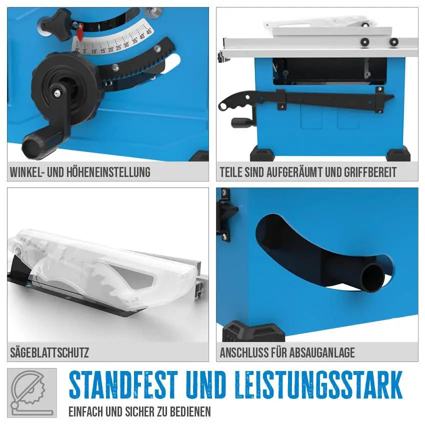 Sega circolare da banco Guede GTK 2100.1 – 1200 W, Ø210 mm, 45° inclinabile