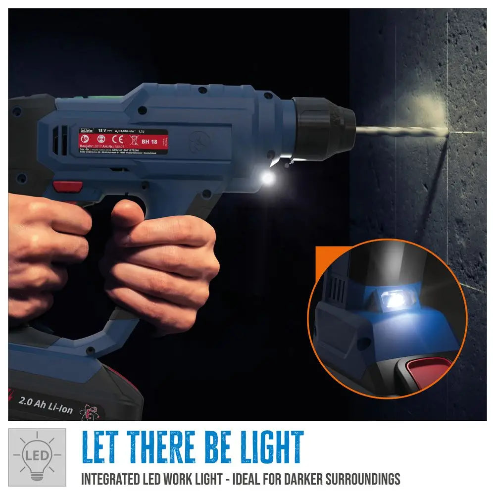 Martello demolitore a batteria Guede BH 18-0 BL – SDS Plus 2,2J