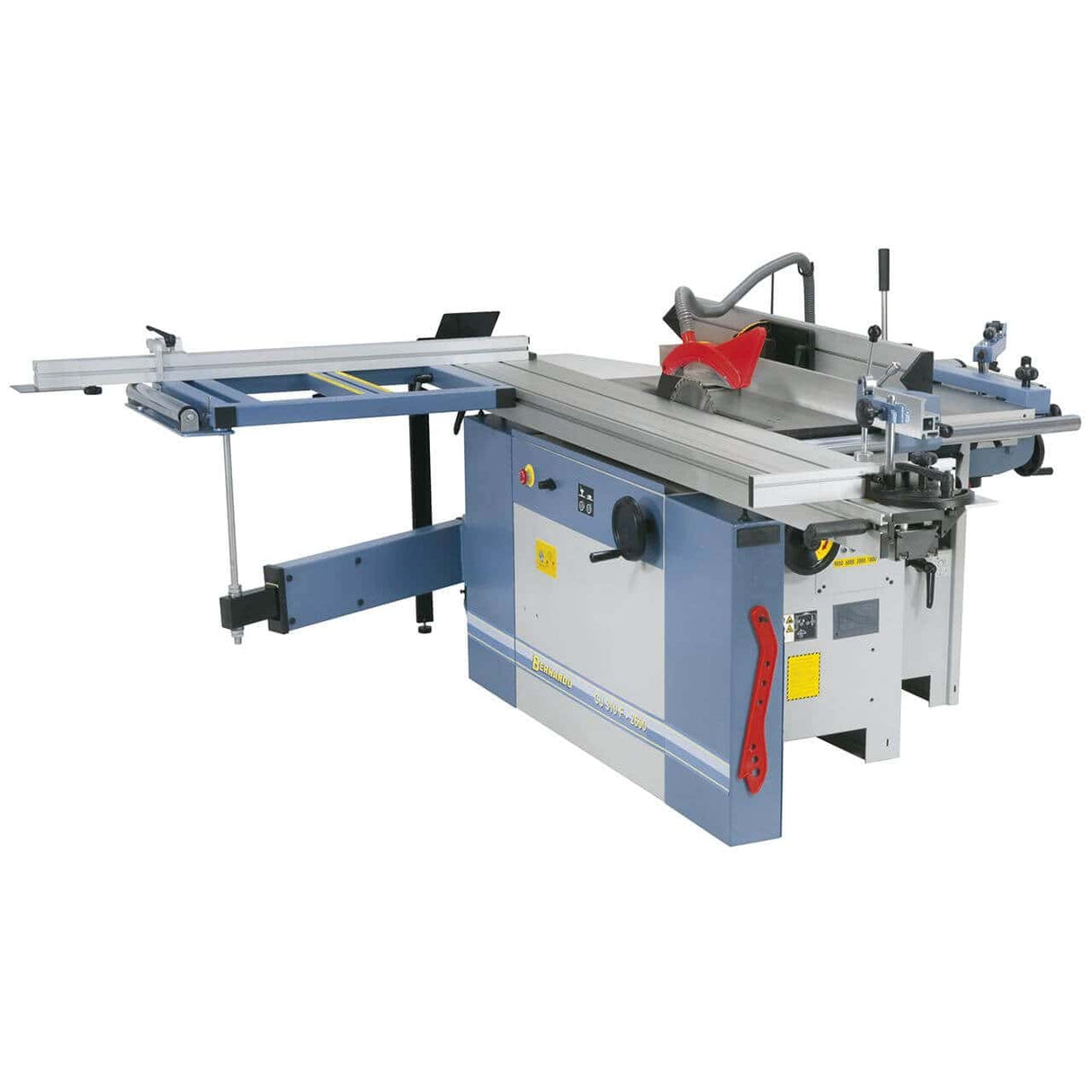 Immagine completa della CU 310 F - 2600 in officina: tavolo scorrevole lungo, cavatrice integrata, struttura compatta e componenti professionali per massima produttività.