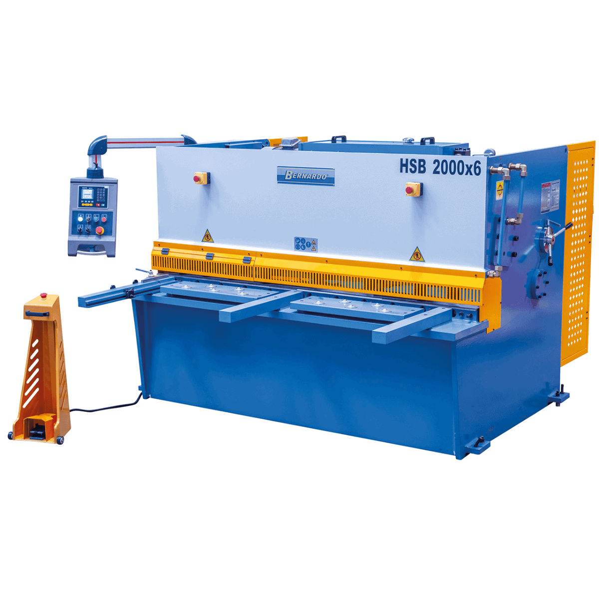 Cesoia idraulica Bernardo HSB 2000 x 6 con arresto posteriore CNC, bracci di supporto frontali e illuminazione integrata della linea di taglio.