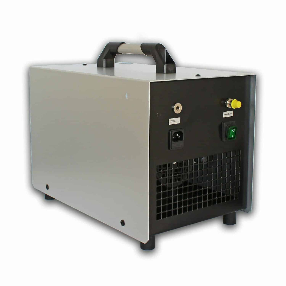 Compressore Air C3: unità compatta con struttura in metallo verniciato, dotata di motore elettrico e predisposizione per collegamenti aria, progettata per garantire un’erogazione stabile e silenziosa in applicazioni industriali o tecniche.