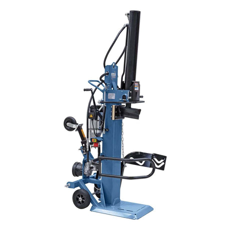 Spaccalegna Bernardo HS 30 ZE, verticale e professionale, con forza di spaccatura 30 tonnellate, motore elettrico trifase, PTO a cardano, sollevatore di tronchi e carrello di trasporto.