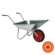 Carriola Ravendo BD 800 FLEX con vasca da 80 litri e ruota FlexLite, ideale per giardinaggio e trasporto leggero.
