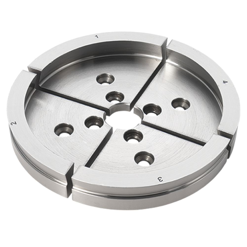 Ganasce Record Power da 130 mm con profilo a coda di rondine e coda di rondine inversa, ideali per tornitura di grandi ciotole e serraggio su perni di grandi dimensioni.