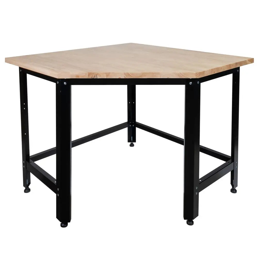 Modulo angolare Güde GW 600E con piano in legno di gomma massello e struttura in acciaio, ideale per completare banchi Eco Line in officina o garage.