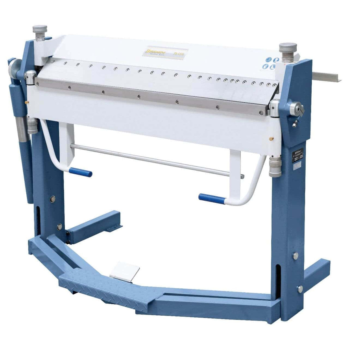 Piegatrice Bernardo TBS 1270 con lame segmentate superiori e inferiori, perfetta per realizzare scatole e profili complessi fino a 1270 mm.