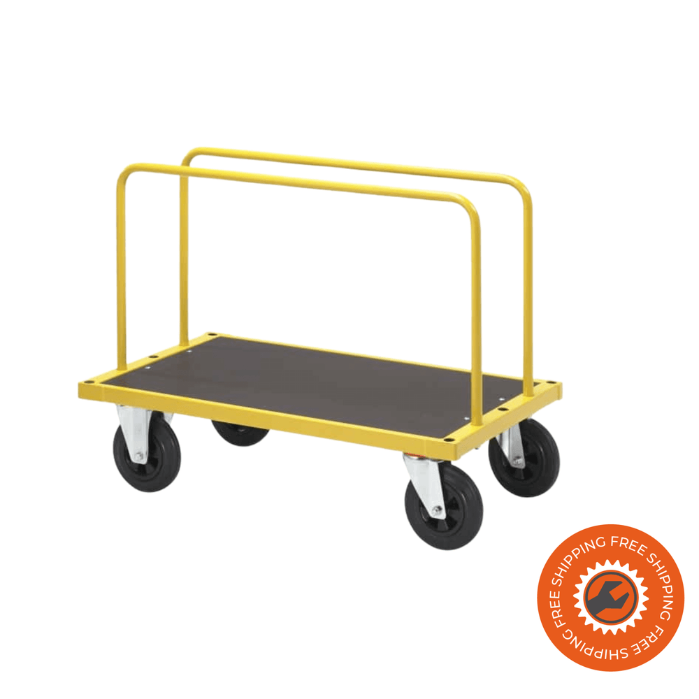 Carrello Ravendo SHT 500 M giallo, in acciaio verniciato a polvere, con 2 staffe di sostegno e capacità fino a 500 kg.