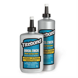 Flacone di Titebond Quick & Thick, colla PVA multi-superficie 2× più veloce e 3× più densa, ideale per applicazioni verticali, rapida e trasparente dopo l’asciugatura.