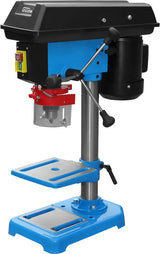 Trapano da banco Guede GTB 13/355 con regolazione a 5 velocità, motore da 350W, tavolo inclinabile e mandrino a cremagliera.